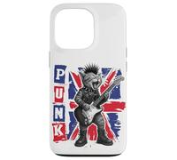 Guitar Playing Cat in Punk Outfit with Union Jack Case for iPhone 13 Pro