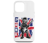 Guitar Playing Cat in Punk Outfit with Union Jack Case for iPhone 13 Pro Max
