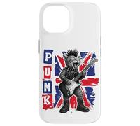 Guitar Playing Cat in Punk Outfit with Union Jack Case for iPhone 14