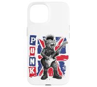 Guitar Playing Cat in Punk Outfit with Union Jack Case for iPhone 15