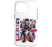 Guitar Playing Cat in Punk Outfit with Union Jack Case for iPhone 16 Pro Max