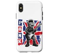 Guitar Playing Cat in Punk Outfit with Union Jack Case for iPhone X/XS