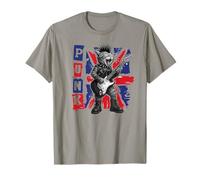 Guitar Playing Cat in Punk Outfit with Union Jack T-Shirt