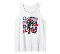 Guitar Playing Cat in Punk Outfit with Union Jack Tank Top