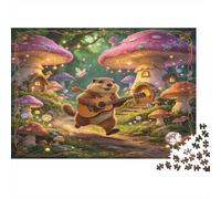 Guitar Playing Squirrel 1000 Piece Jigsaw Puzzle Paper for Adults Enchanted Mushroom Forest Puzzle Game for Family Relaxing Gift Home Decoration nan