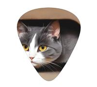 Guitar plectrums 12-pack Comfortable in the hand with smooth edges Three thicknesses to match A curious cat Picture