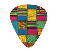 Guitar plectrums 12-pack Comfortable in the hand with smooth edges Three thicknesses to match African Textile Patchwork Picture