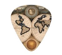 Guitar plectrums 12-pack Comfortable in the hand with smooth edges Three thicknesses to match Ancient Map World Globe Picture