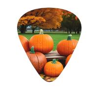 Guitar plectrums 12-pack Comfortable in the hand with smooth edges Three thicknesses to match Autumn Pumpkins Picture