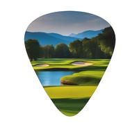 Guitar plectrums 12-pack Comfortable in the hand with smooth edges Three thicknesses to match Beautiful Golf Course Picture