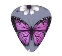 Guitar plectrums 12-pack Comfortable in the hand with smooth edges Three thicknesses to match Beautiful Purple Butterfly Floral Prints