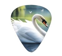 Guitar plectrums 12-pack Comfortable in the hand with smooth edges Three thicknesses to match Beautiful White Swan Picture