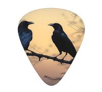 Guitar plectrums 12-pack Comfortable in the hand with smooth edges Three thicknesses to match Black Crow Birds Picture