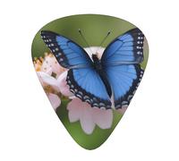 Guitar plectrums 12-pack Comfortable in the hand with smooth edges Three thicknesses to match Blue Butterfly On Blossom Flower Prints