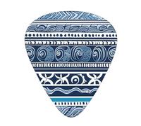 Guitar plectrums 12-pack Comfortable in the hand with smooth edges Three thicknesses to match Blue Polynesian Maori Tribal Pattern Prints