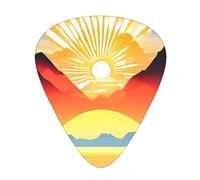 Guitar plectrums 12-pack Comfortable in the hand with smooth edges Three thicknesses to match Bright sunrise Picture