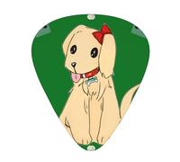 Guitar plectrums 12-pack Comfortable in the hand with smooth edges Three thicknesses to match Cartoon dog on grass Picture