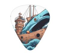 Guitar plectrums 12-pack Comfortable in the hand with smooth edges Three thicknesses to match Cartoon Fish Eating Ship in Ocean Sea Prints