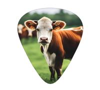 Guitar plectrums 12-pack Comfortable in the hand with smooth edges Three thicknesses to match Cute little cow Picture