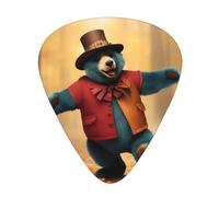 Guitar plectrums 12-pack Comfortable in the hand with smooth edges Three thicknesses to match Dancing Cartoon Bear Picture
