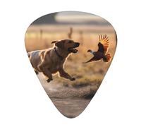 Guitar plectrums 12-pack Comfortable in the hand with smooth edges Three thicknesses to match Dog Catching Pheasant Picture