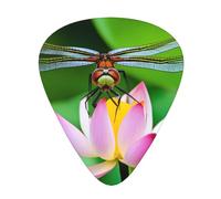 Guitar plectrums 12-pack Comfortable in the hand with smooth edges Three thicknesses to match dragonfly on lotus flower Prints