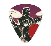 Guitar plectrums 12-pack Comfortable in the hand with smooth edges Three thicknesses to match Drummer Picture