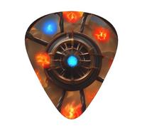 Guitar plectrums 12-pack Comfortable in the hand with smooth edges Three thicknesses to match Flaming Flywheel Picture