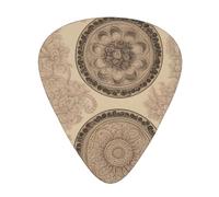 Guitar plectrums 12-pack Comfortable in the hand with smooth edges Three thicknesses to match Floral Circle Antique Swirls Prints