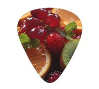 Guitar plectrums 12-pack Comfortable in the hand with smooth edges Three thicknesses to match Fresh oranges Kiwis Prints
