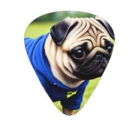 Guitar plectrums 12-pack Comfortable in the hand with smooth edges Three thicknesses to match Funny Pug Dog Prints