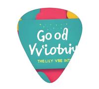 Guitar plectrums 12-pack Comfortable in the hand with smooth edges Three thicknesses to match Good Vibes Only Prints