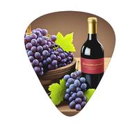 Guitar plectrums 12-pack Comfortable in the hand with smooth edges Three thicknesses to match Grapes Wine Bottles and Drink Prints