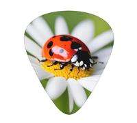 Guitar plectrums 12-pack Comfortable in the hand with smooth edges Three thicknesses to match Ladybug on Daisy Flower Picture