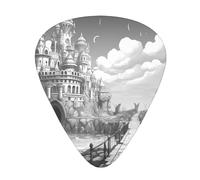 Guitar plectrums 12-pack Comfortable in the hand with smooth edges Three thicknesses to match Monochrome Sketch Style Gaming Picture