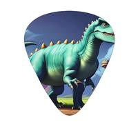 Guitar plectrums 12-pack Comfortable in the hand with smooth edges Three thicknesses to match Monster Dinosaur Picture