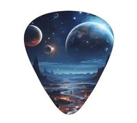 Guitar plectrums 12-pack Comfortable in the hand with smooth edges Three thicknesses to match moon stars and planets Picture