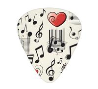 Guitar plectrums 12-pack Comfortable in the hand with smooth edges Three thicknesses to match Music Symbols Love Prints