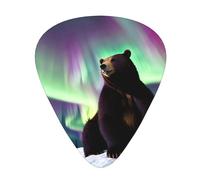 Guitar plectrums 12-pack Comfortable in the hand with smooth edges Three thicknesses to match Northern Lights Bear Picture