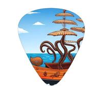 Guitar plectrums 12-pack Comfortable in the hand with smooth edges Three thicknesses to match Octopus and boat Picture