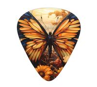 Guitar plectrums 12-pack Comfortable in the hand with smooth edges Three thicknesses to match orange yellow butterfly field flowers Prints