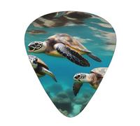 Guitar plectrums 12-pack Comfortable in the hand with smooth edges Three thicknesses to match Palm Trees and Sea Turtles Diving Underwater Picture