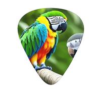 Guitar plectrums 12-pack Comfortable in the hand with smooth edges Three thicknesses to match Parrot Picture
