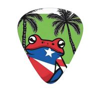 Guitar plectrums 12-pack Comfortable in the hand with smooth edges Three thicknesses to match Puerto Rico Flag Frog Palm Trees Prints