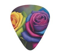 Guitar plectrums 12-pack Comfortable in the hand with smooth edges Three thicknesses to match Rainbow Rose Picture