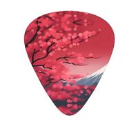 Guitar plectrums 12-pack Comfortable in the hand with smooth edges Three thicknesses to match Red Cherry Snow Mountain Picture