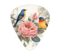 Guitar plectrums 12-pack Comfortable in the hand with smooth edges Three thicknesses to match Romantic Fancy Floral Birds Butterfly Picture