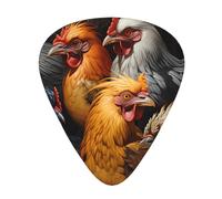 Guitar plectrums 12-pack Comfortable in the hand with smooth edges Three thicknesses to match roosters dressed in many colors Prints