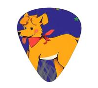 Guitar plectrums 12-pack Comfortable in the hand with smooth edges Three thicknesses to match Spitting tongue cartoon dog Picture