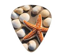 Guitar plectrums 12-pack Comfortable in the hand with smooth edges Three thicknesses to match Starfish Seashell Beach Picture